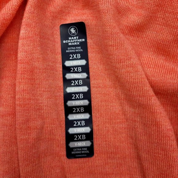Hart Schaffner Marx Extra Fine Merino Wool Sweater Men's 2XB Coral Heather NWT - Picture 7 of 10